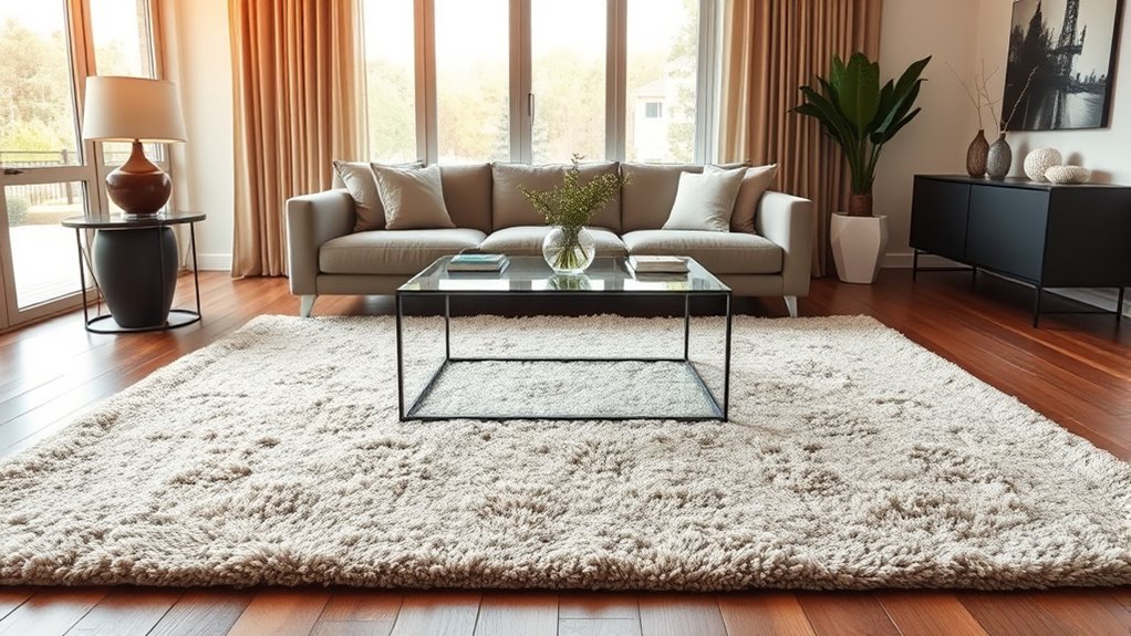 adjust rug placement for balance