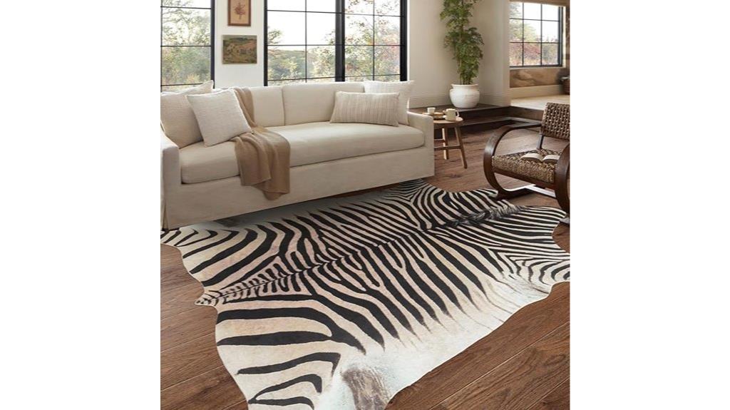 beige brown zebra rug