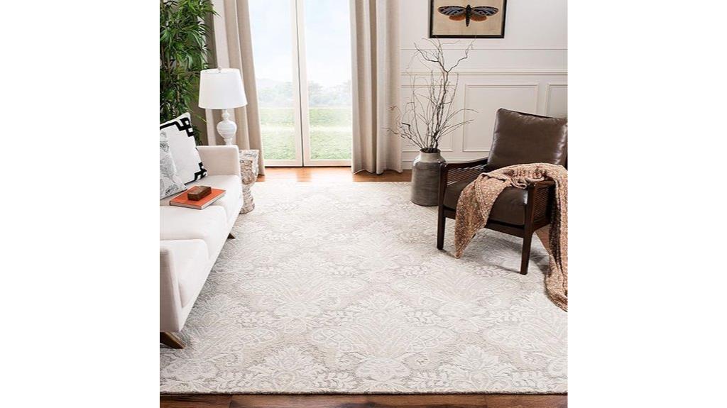 beige handmade wool rug