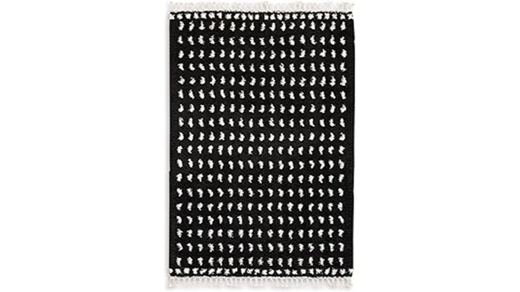 black and white dot rug