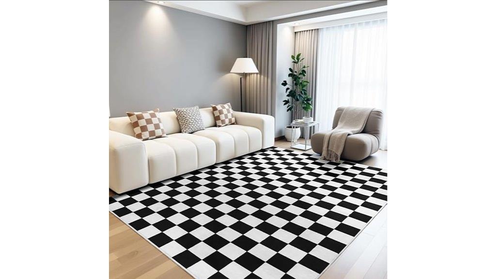black and white rug