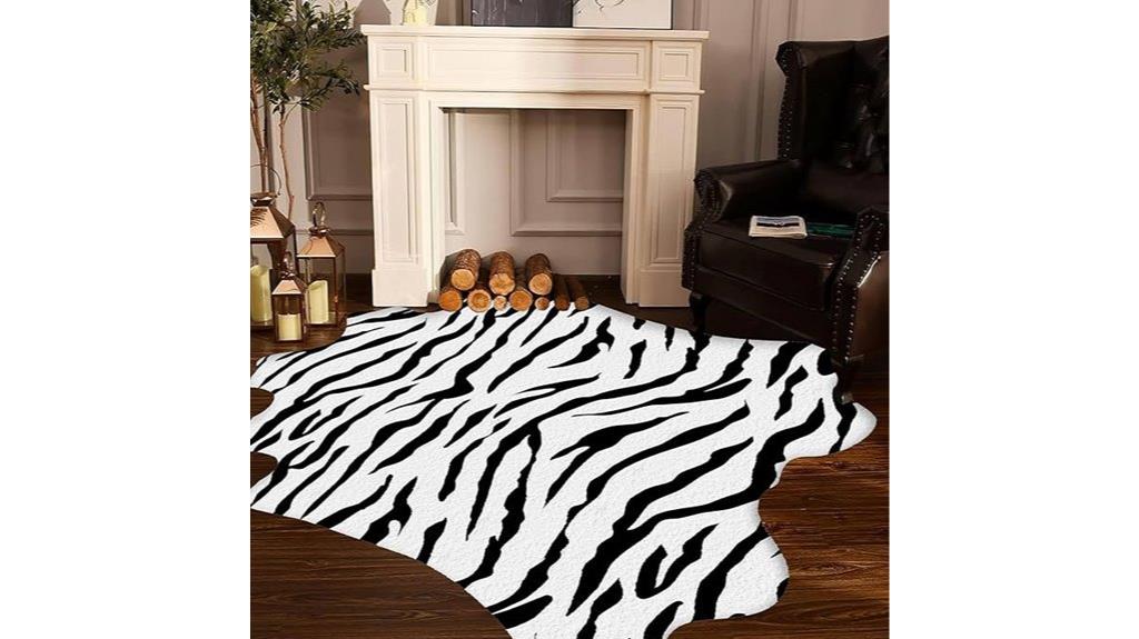 black and white zebra rug