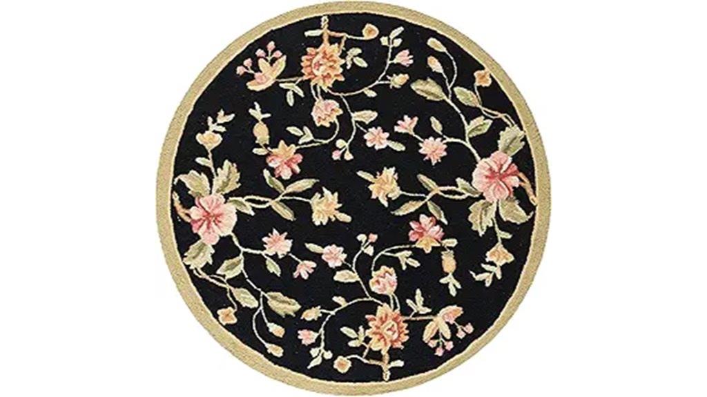 black hand hooked wool rug