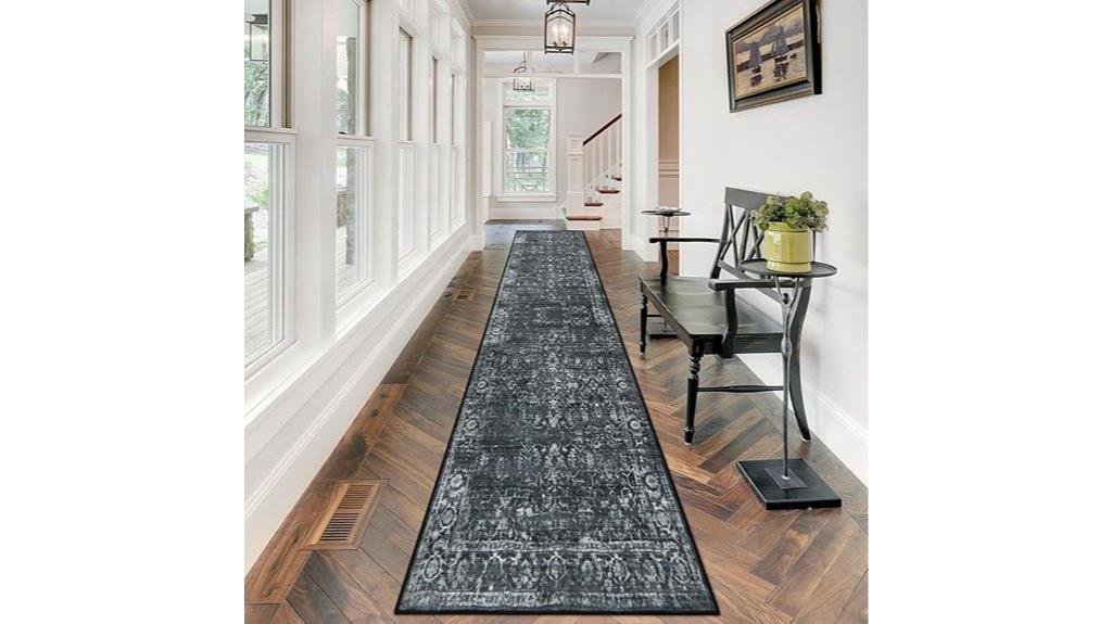 black vintage hallway carpet