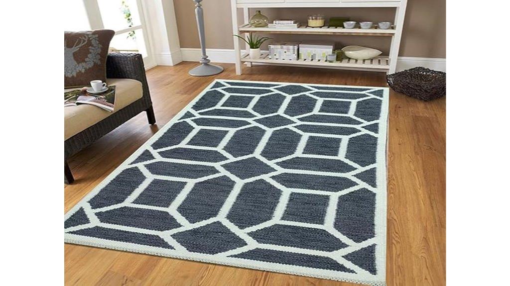 black wool reversible rug