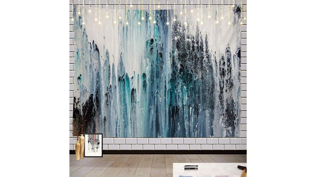 blue and white batmerry tapestry