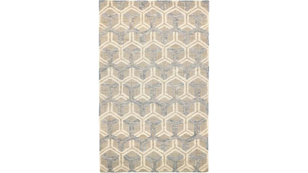 blue geometric jute rug