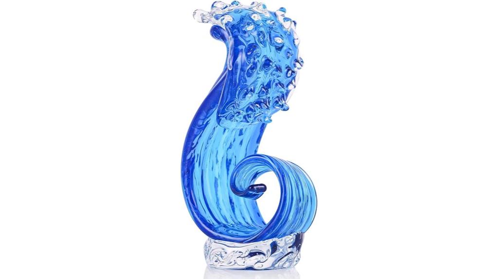 blue hand blown glass sculpture