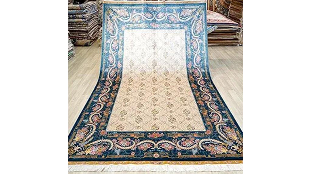blue hand knotted silk rug