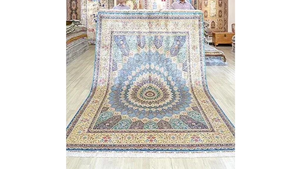 blue handmade medallion rug