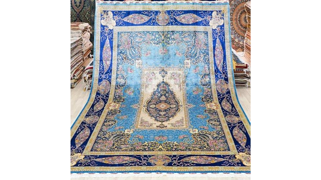 blue handwoven medallion rug