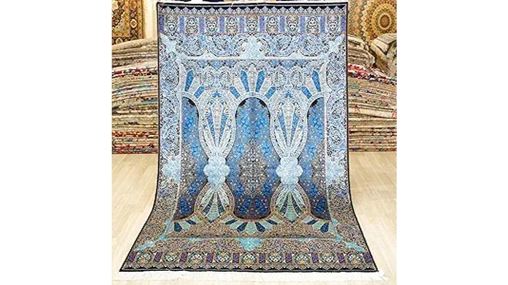 blue vintage handmade silk rug
