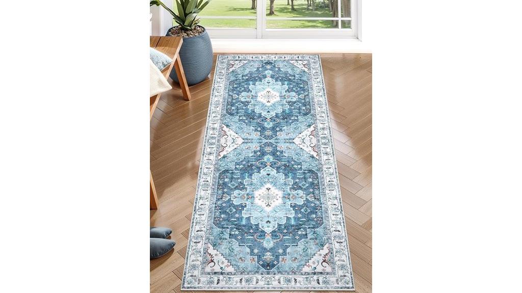 boho blue non slip runner