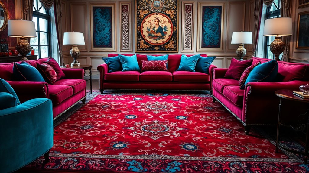 bold ruby contrasts enhance decor