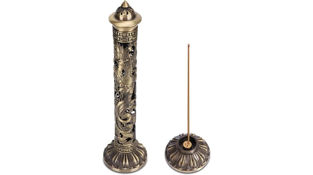 brass dragon phoenix incense holder