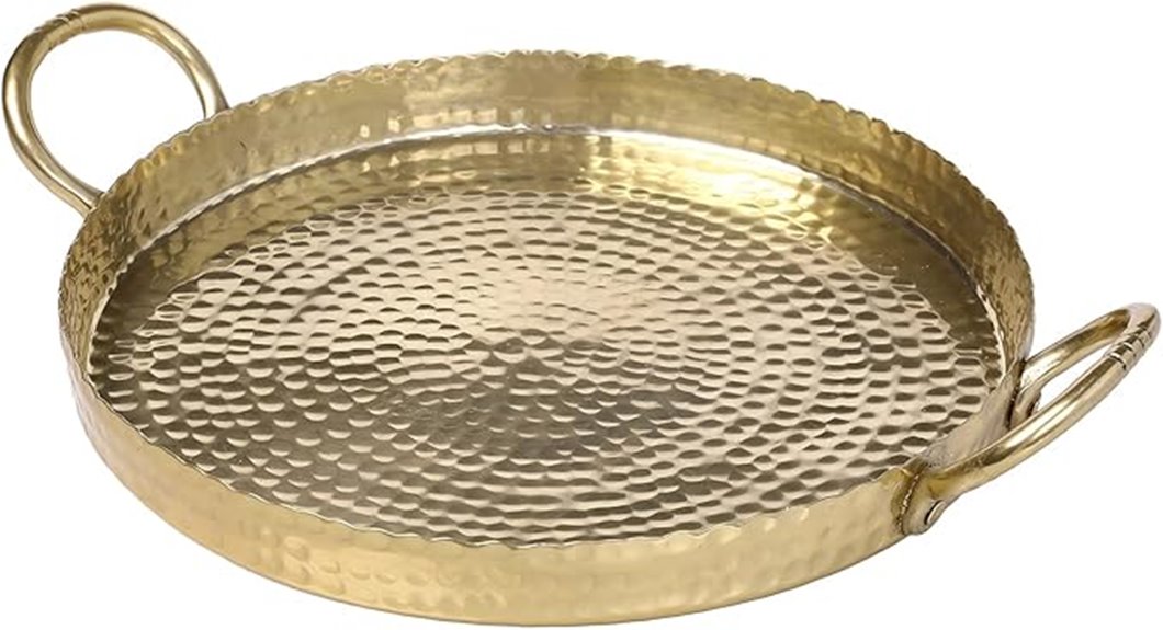 brass hammered round tray