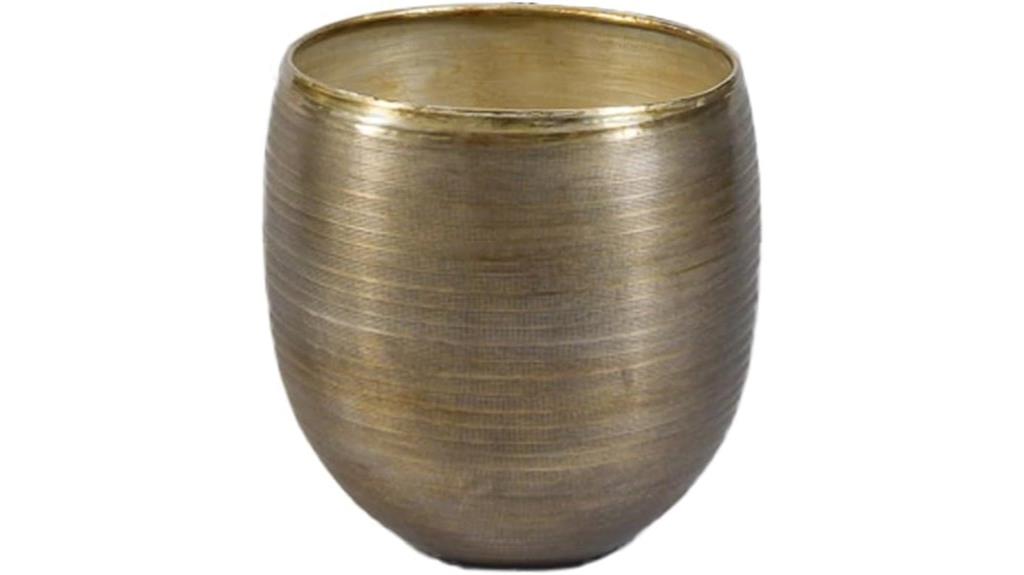 brass toned aluminum cachepot