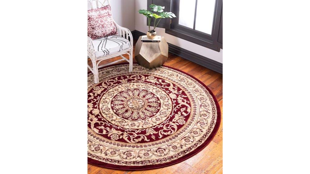 burgundy ivory round rug