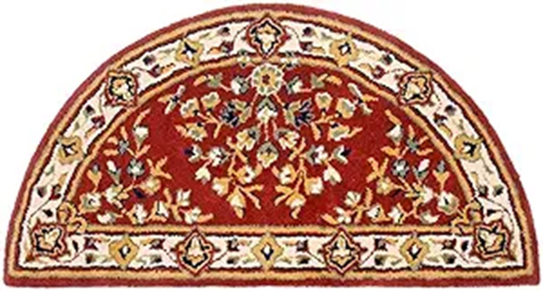 burgundy wool half round rug