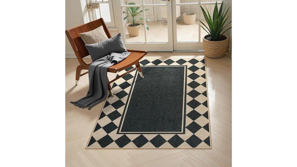 checkered jute patio rug
