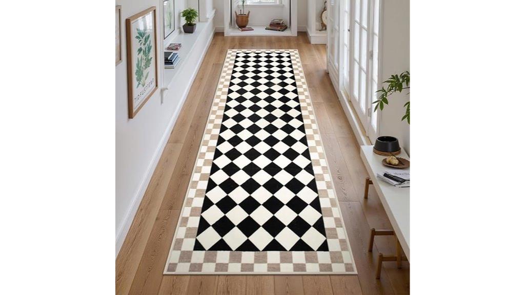 checkered rug runner