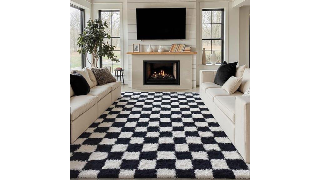 checkered washable shag rug