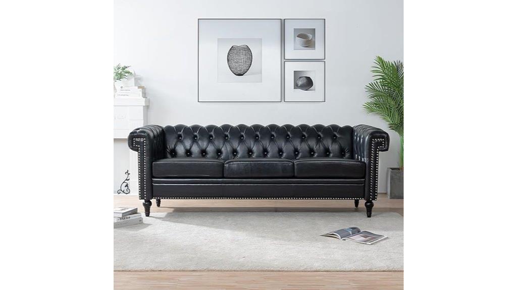 chesterfield leather channel tufted