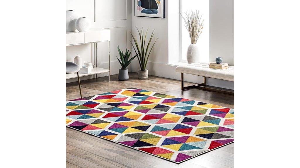 colorful geometric tile rug