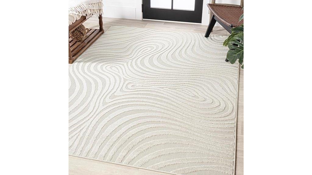 cream striped indoor rug