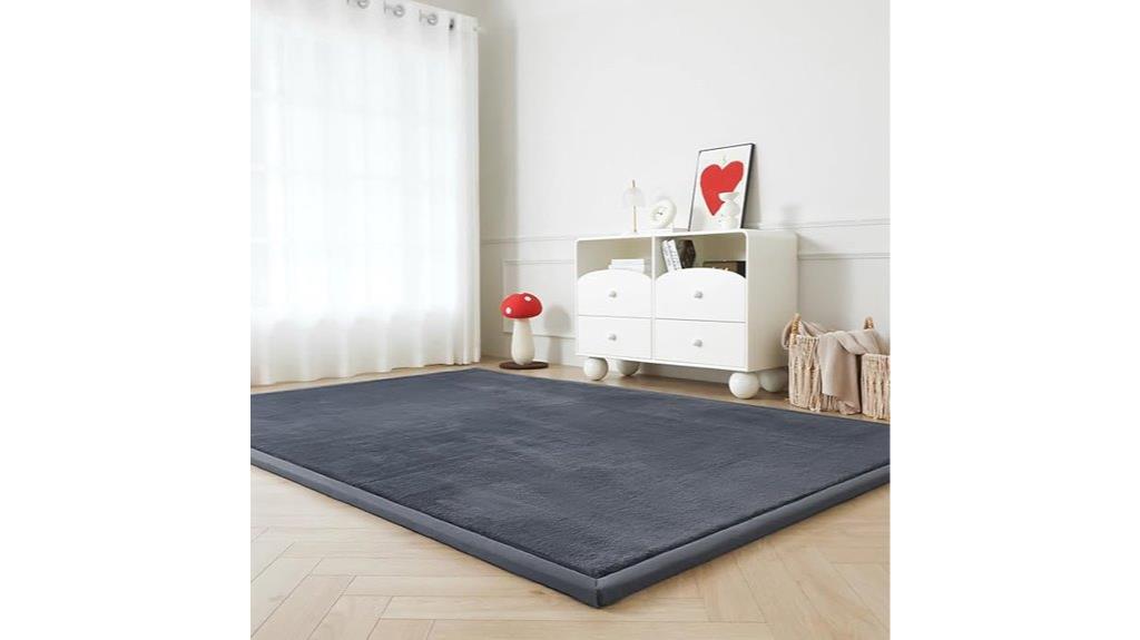 dark gray faux fur rug