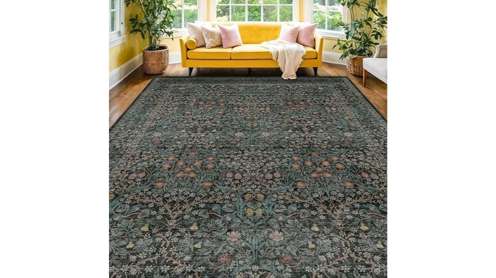 dark green washable rug