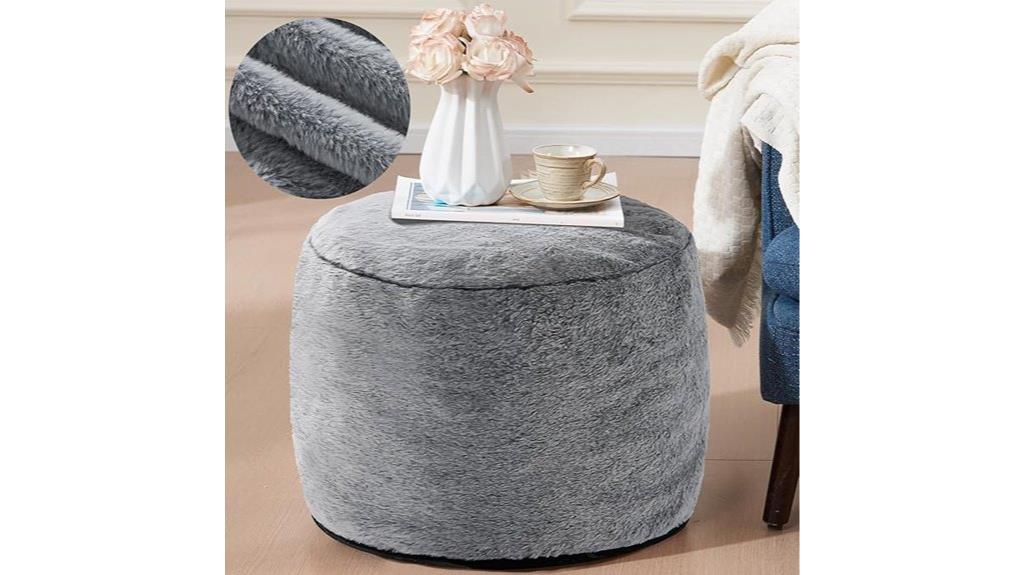dark grey round ottoman
