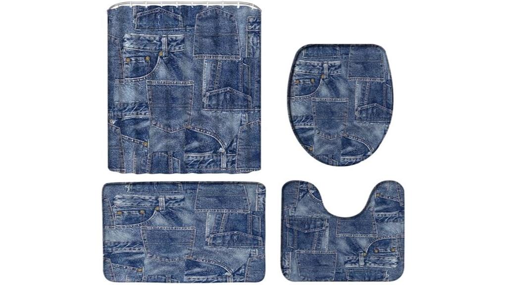 denim patchwork bathroom set