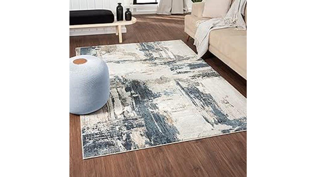 distressed blue abstract rug