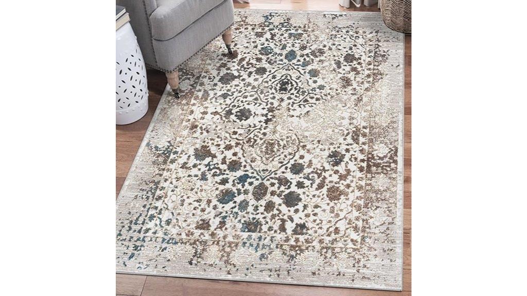 distressed floral persian rug
