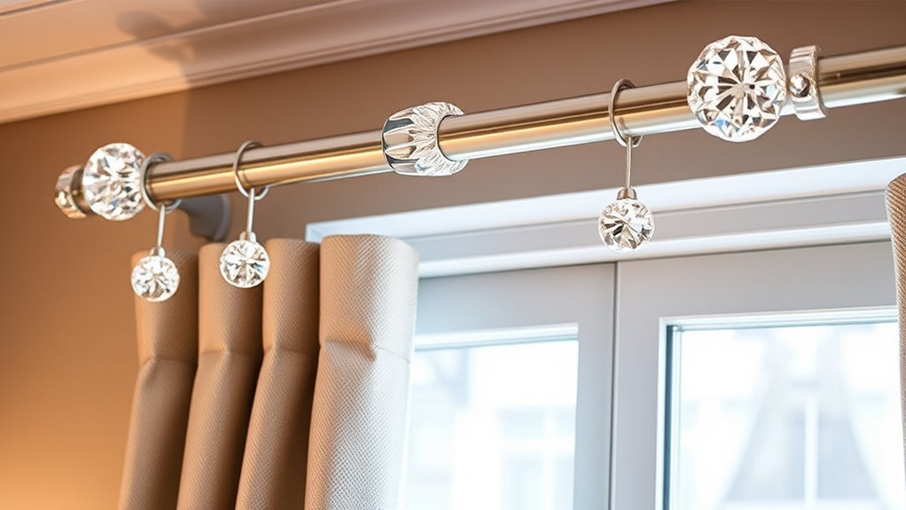 elegant crystal finial curtain rods