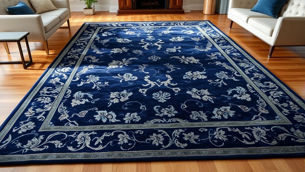 elegant durable navy silk rugs