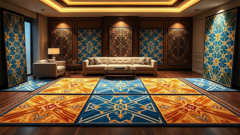 elegant geometric silk rugs