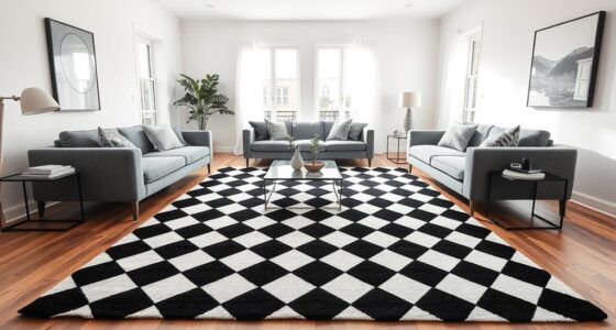 elegant monochrome checkerboard rugs