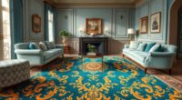 elegant teal gold persian rugs