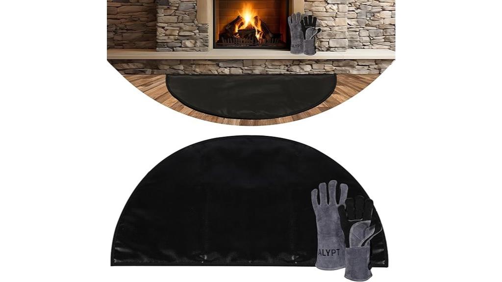 fireproof hearth mat and gloves
