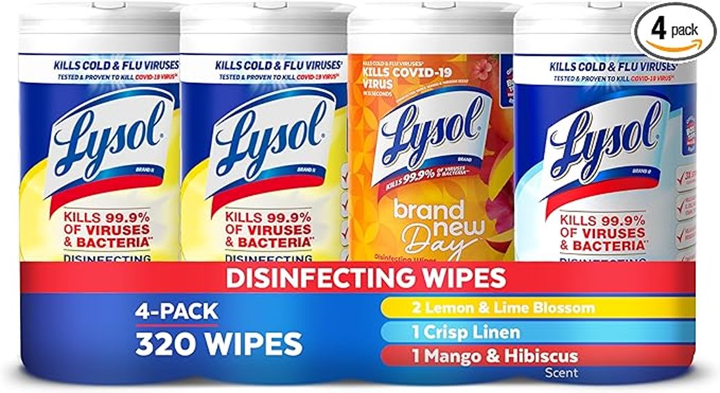 four pack disinfectant wipes