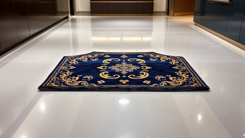 glossy epoxy rug pairing