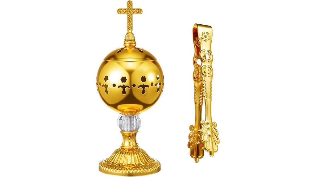 gold brass charcoal incense burner