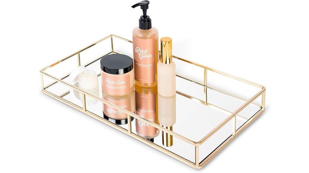 gold brass mirror tray