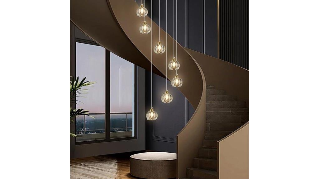 gold crystal staircase chandelier