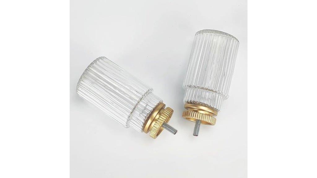 gold ribbed glass finials
