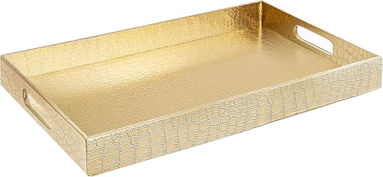 golden crocodile faux leather tray
