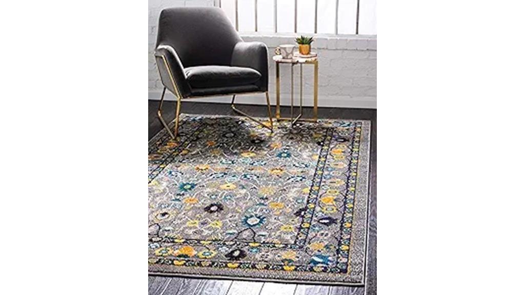 gray fleur collection rug