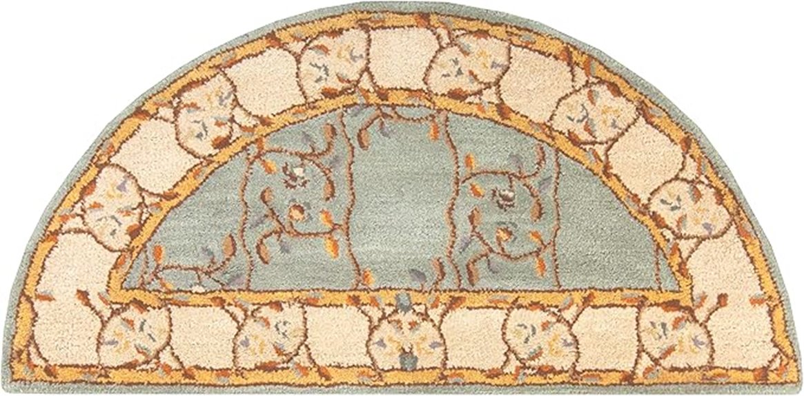 green and gold wool rug